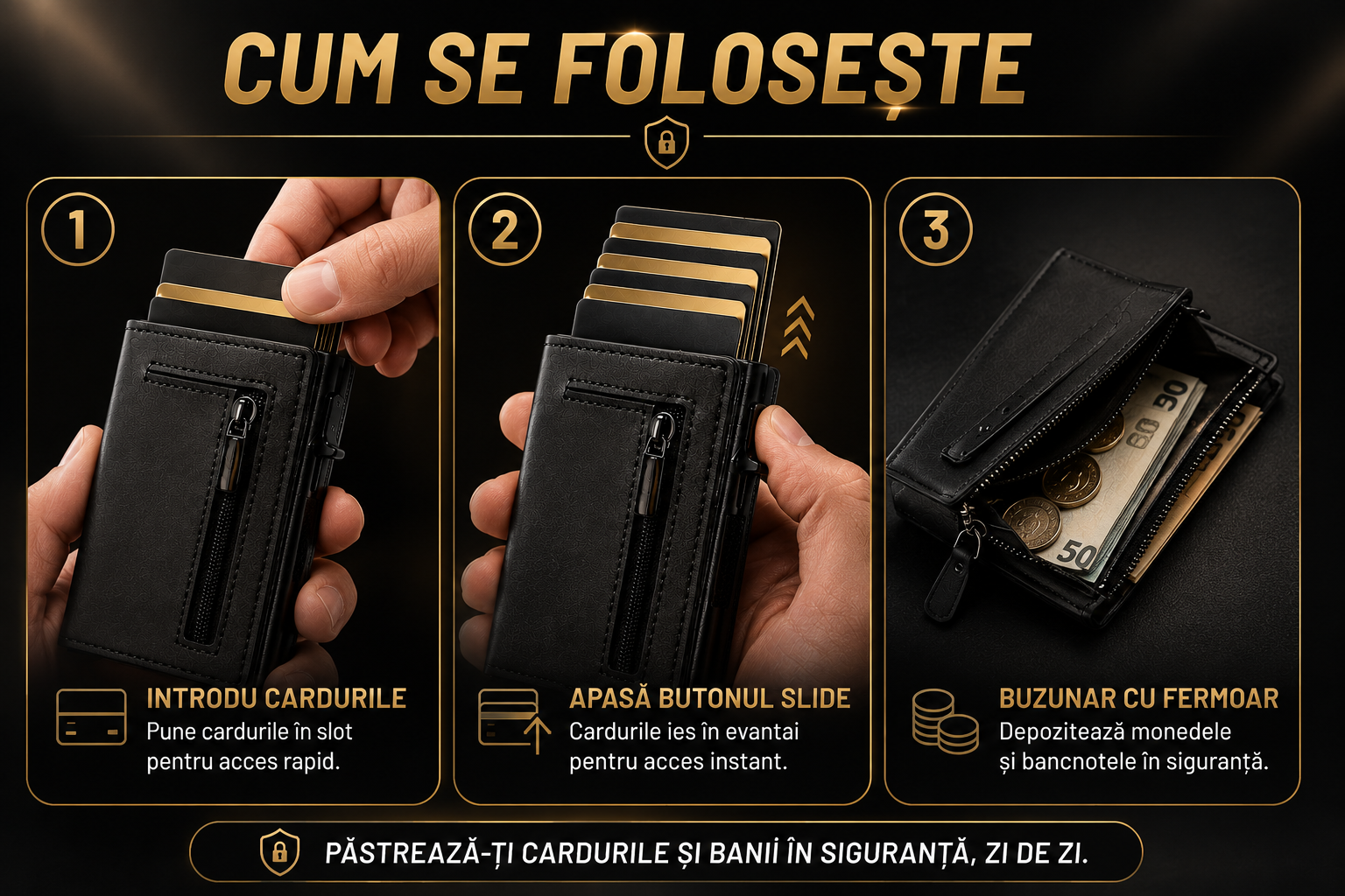 Portofel cu protecție RFID