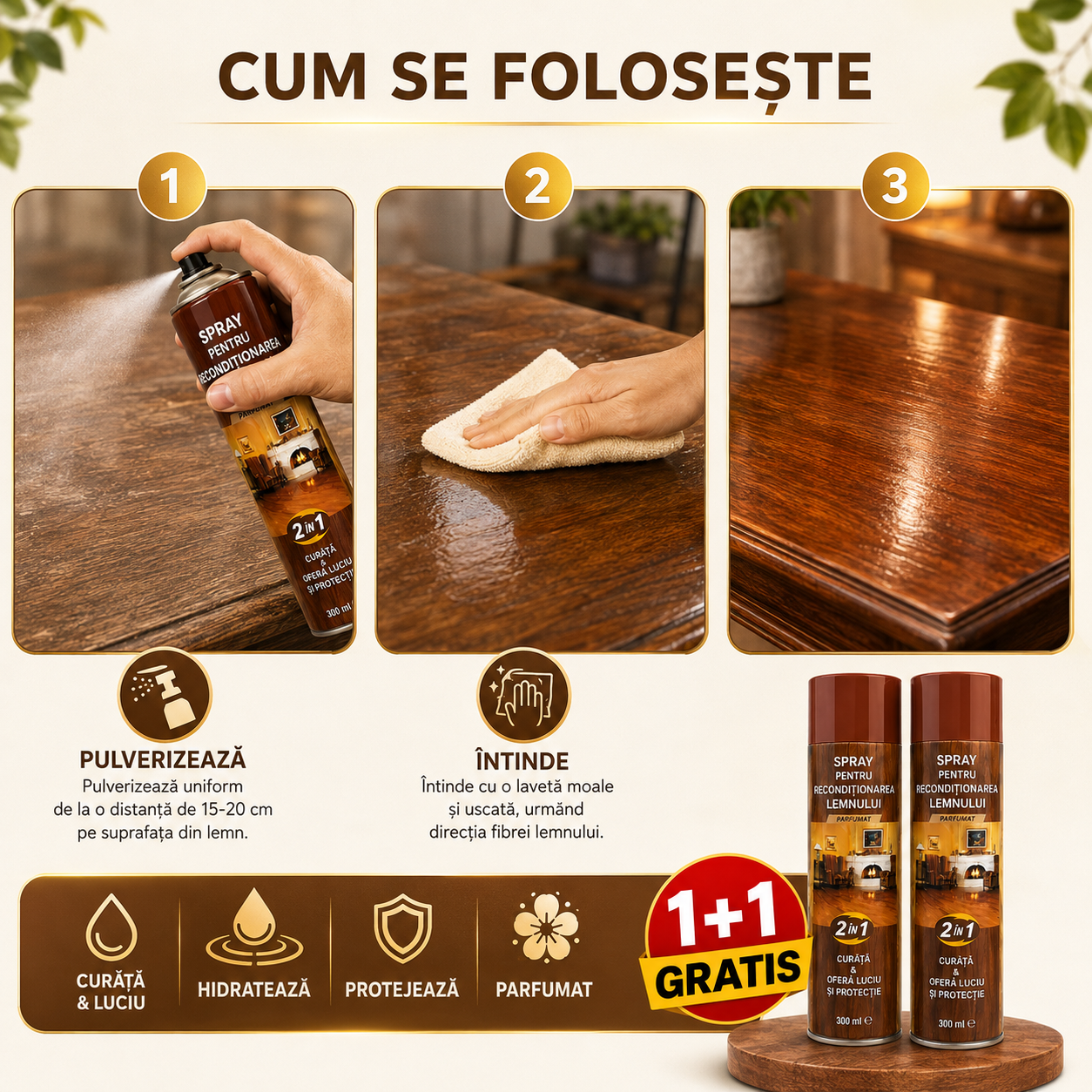 Spray recondiționare lemn, mobila si parchet