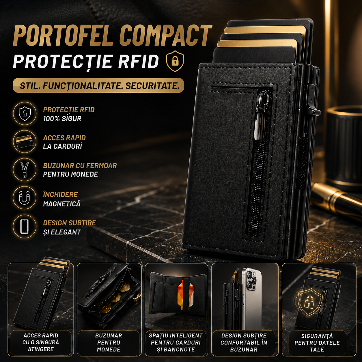 Portofel cu protecție RFID